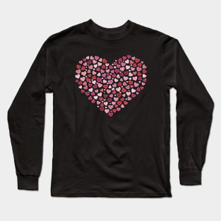 Valentines Day Small Hearts Pink Red Heart Outline Love Long Sleeve T-Shirt